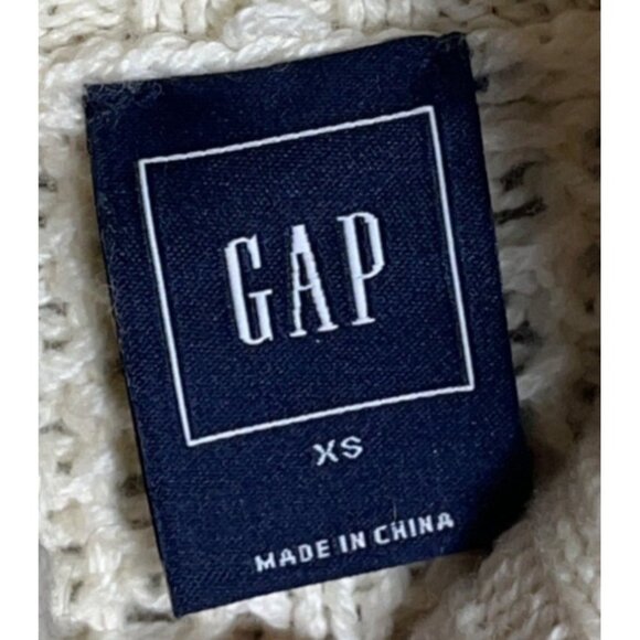 Gap Ivory Sweater Turtleneck 3D Texture Bobble Cable Cotton Wool Cottage Women S - Picture 5 of 10